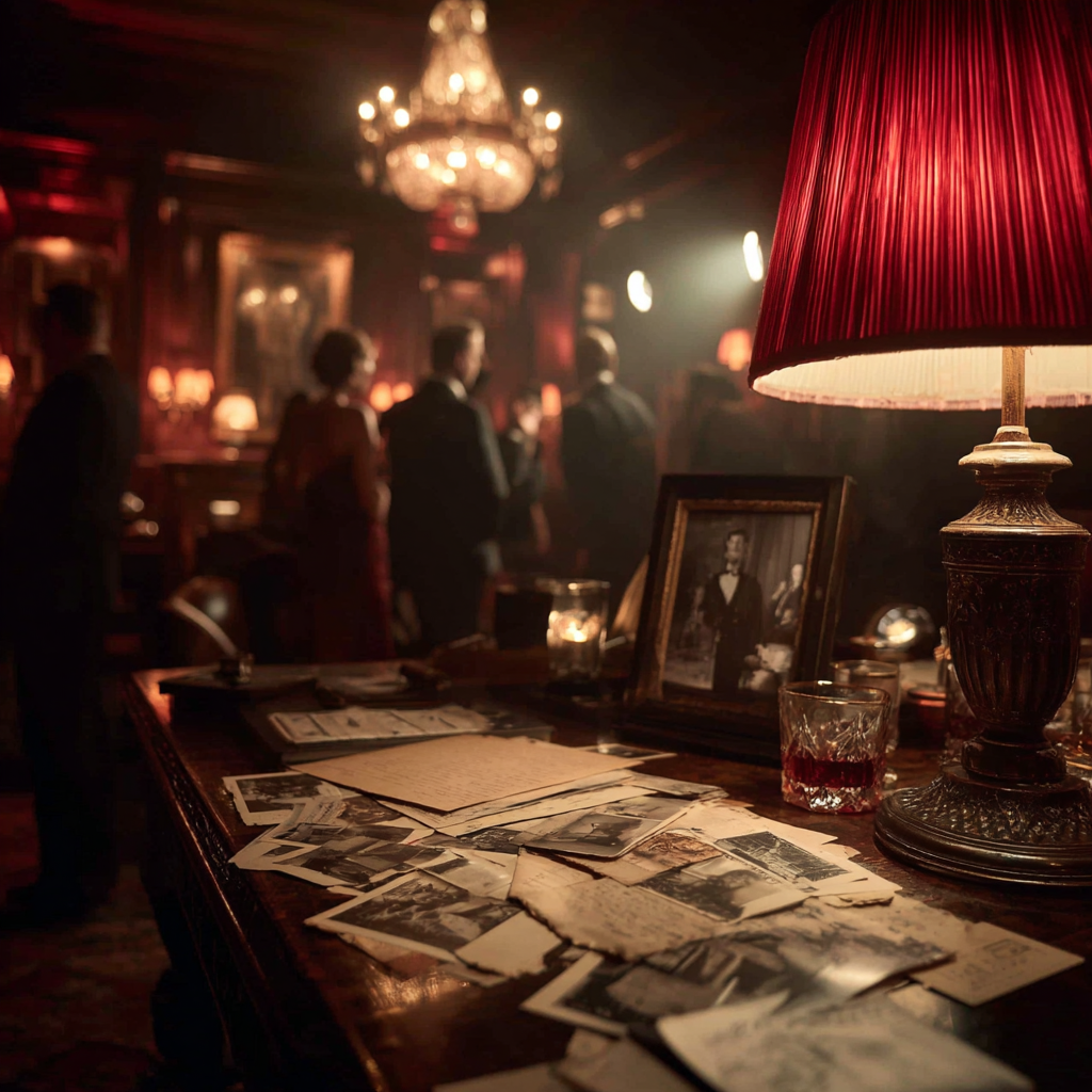 Ambiance d'une soirée d’enquête immersive entre amis